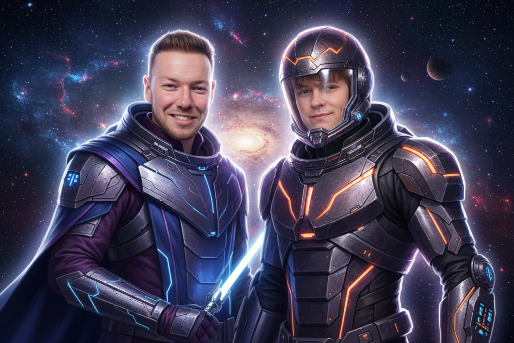 Gasten poseren voor de AI photobooth